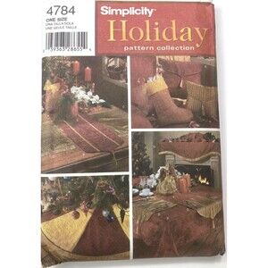 Simplicity 4784 Holiday Pattern Collection Pillow Placemat Stocking Angel Skirt